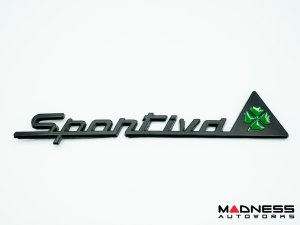 Alfa Romeo Emblems + Badges + Wheel Caps Kit - Black - "Alfa Romeo" + "Sportiva" Emblems + 2 AR Badges + 4 Center Caps